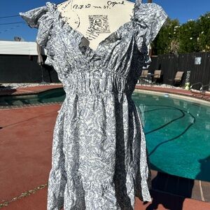 Lush Ruffled Black and White Mini Dress